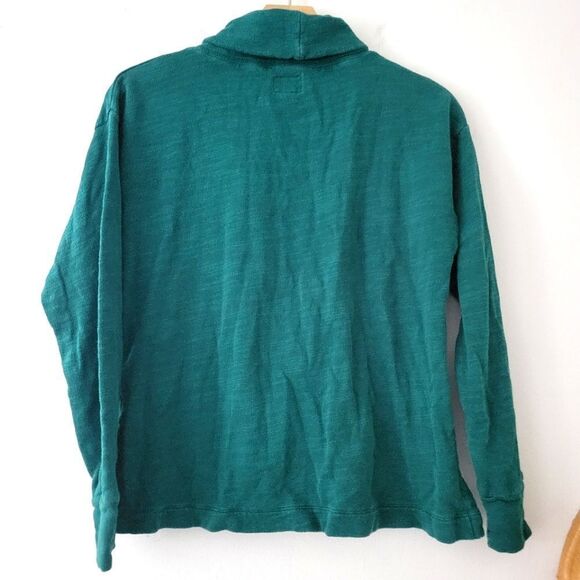 J.Crew Vintage Fleece Turtleneck Green Cotton Cropped Pullover XS - Picture 3 of 8